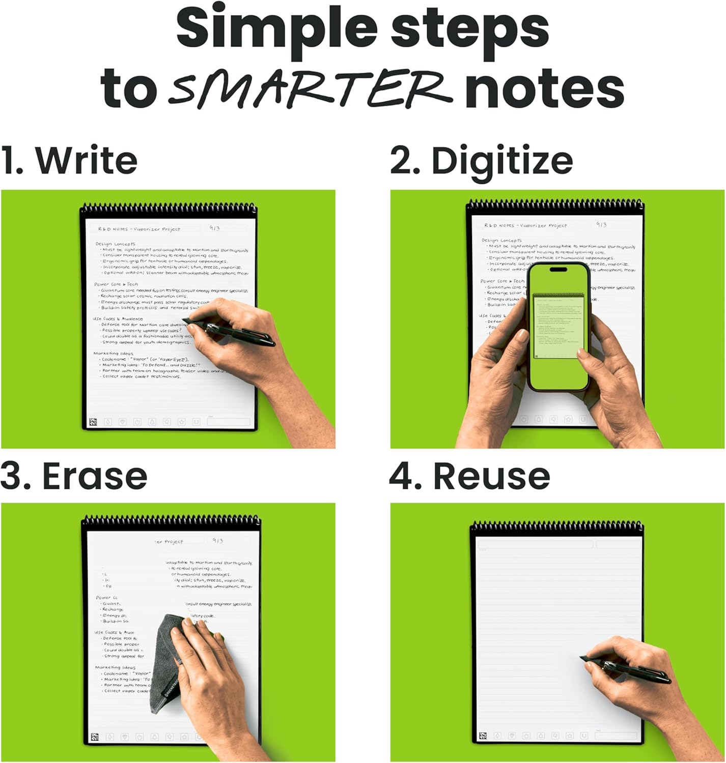 Rocketbook Flip Reusable Smart Notepad, Top Bound Notebook Executive Size 6x8.8, Navy Blue - Lined and Dotted Pages, App-Connected, Erasable, Ideal for Righties and Lefties
