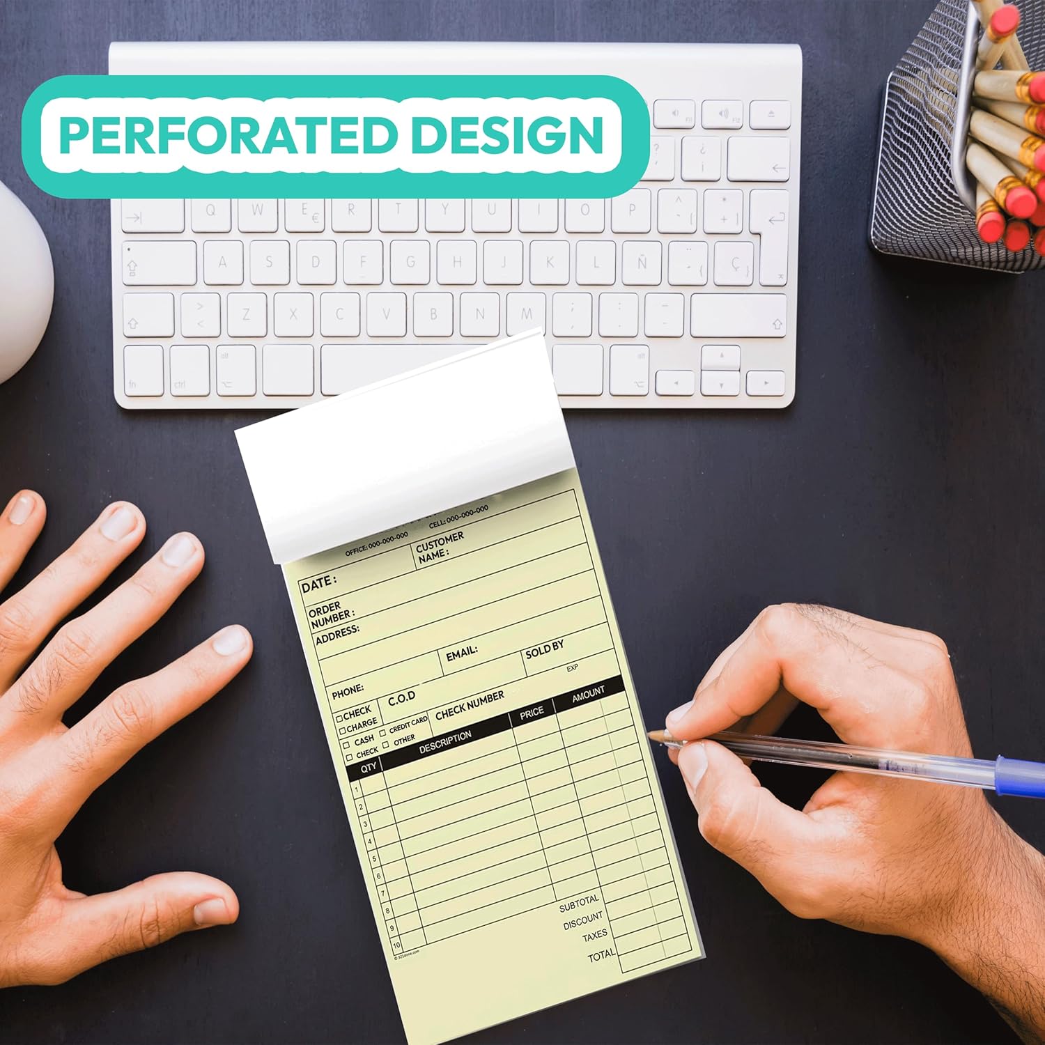 Custom 8.5" X 11" Invoice Receipt Book, Carbonless NCR Invoice Book in 2-Part Duplicate Receipts, Estimates, Purchase Orders, Sales Orders, Price Forms with Your Company/Business Name