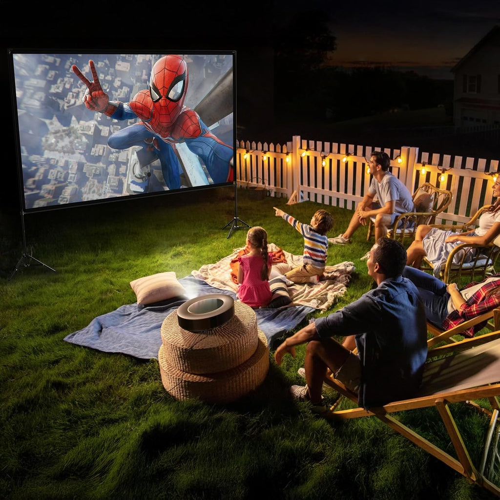 Projector Screen with Stand 100 Inch, 16:9 4K HD Portable Projector Screen Indoor Outdoor, Foldable Wrinkle-Free Movie Screen 160° Front Rear Projection Screen with Carry Bag for Home Movie