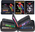 PRINA Art Supplies 120 Colors Colored Pencils Set for Adults Coloring Books with Sketchbook, Professional Vibrant Artists Coloring Pencils for Drawing Sketching Blending Shading, Soft Core Oil Based