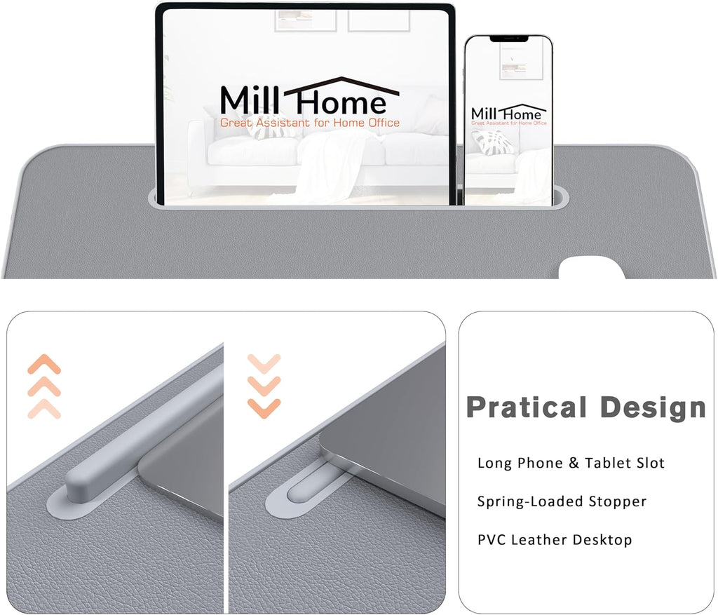 Millhome Lap Desk | Portable Laptop Desk – Fits Up to 17.3" Laptops – Detachable & Washable Cushion, Phone Holder, Device Ledge – for Writing, Working, Reading on Bed, Couch, Sofa, Floor – Black Skull