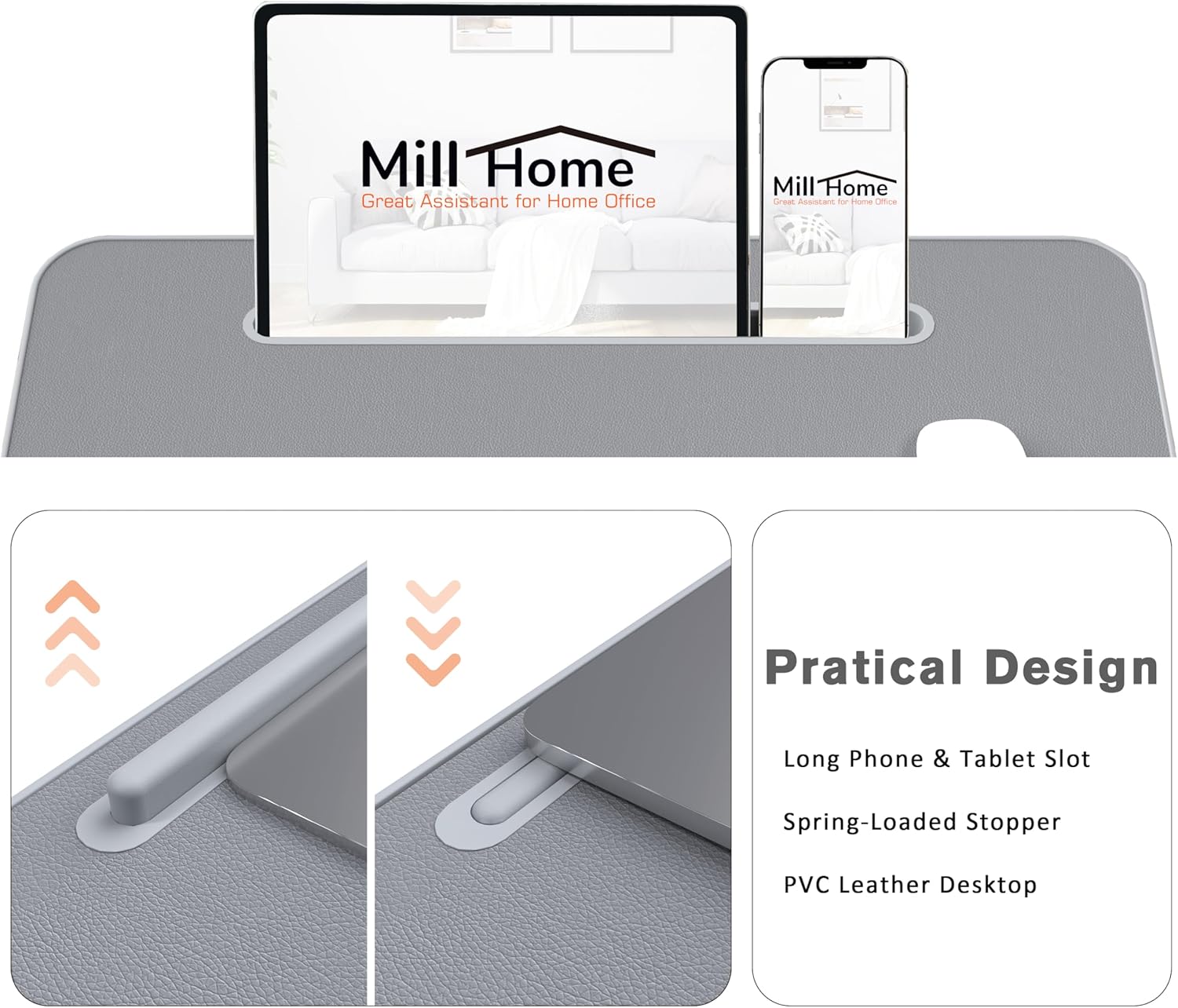 Millhome Lap Desk | Portable Laptop Desk – Fits Up to 17.3" Laptops – Detachable & Washable Cushion, Phone Holder, Device Ledge – for Writing, Working, Reading on Bed, Couch, Sofa, Floor – Black Skull