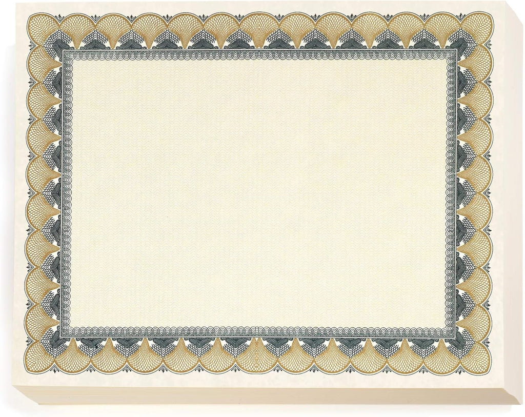 PaperDirect Bronze & Black Standard White Parchment Certificates, 100 Sheets, 8.5 x 11, 28 lb Parchment Paper, Laser & Inkjet Printer Compatible, Perfect for Awards, Employee Recognition