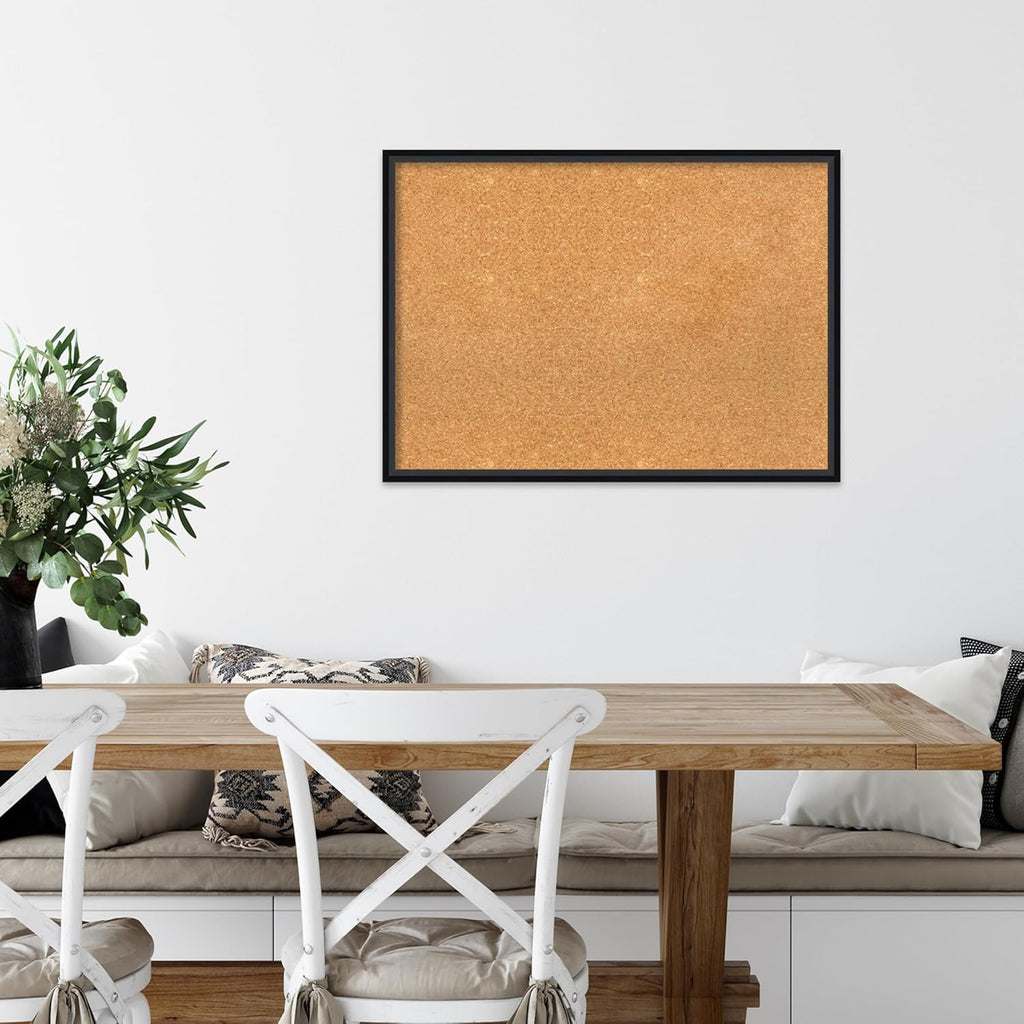 Amanti Art Natural Cork Board for Wall, 21x29 Vision Board with Black Wood Frame, Medium Corkboard Office Decor for Home Organization, Modern Contemporary Corkboard Pinboard to display items for home
