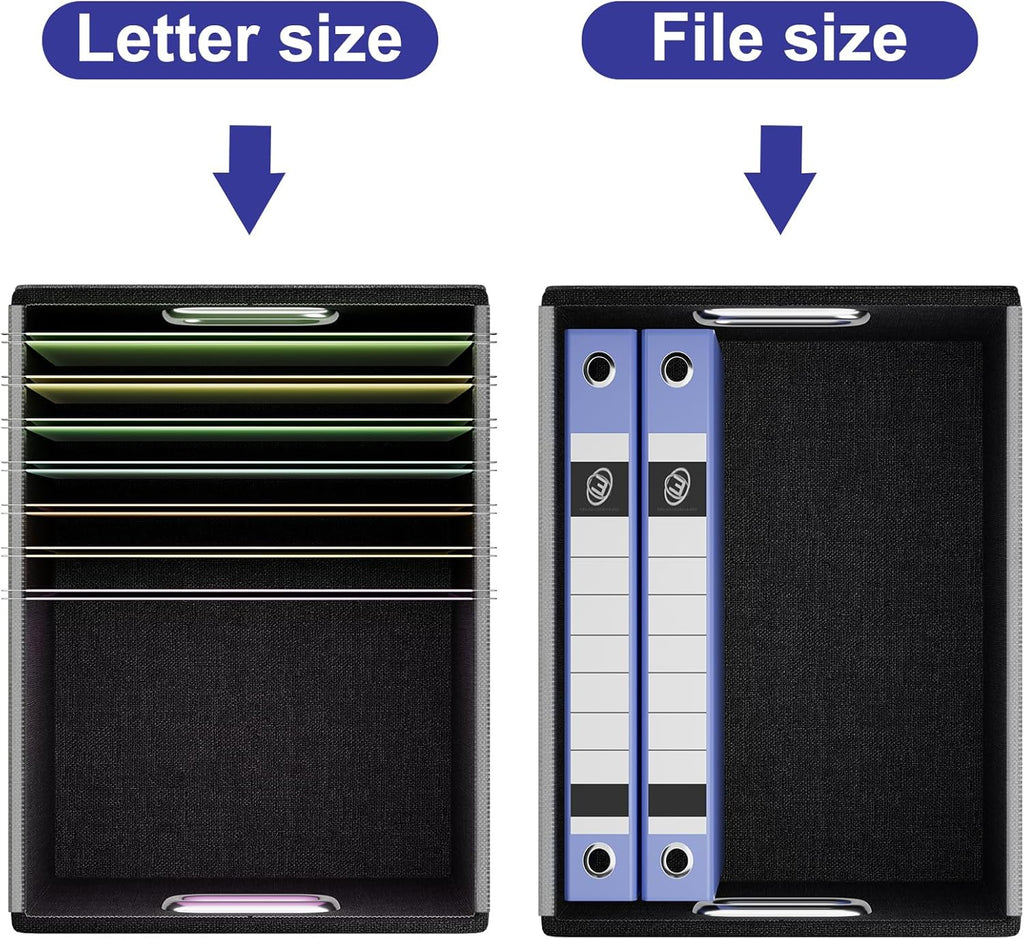 Huolewa Decorative Leather File Organizer Storage Boxes with Lids Set of 4, Document Boxes Organizer, Filing Boxes, Decorative Small File Boxes for Hanging Files, File Cabinet for Office/Home - 4 Pack