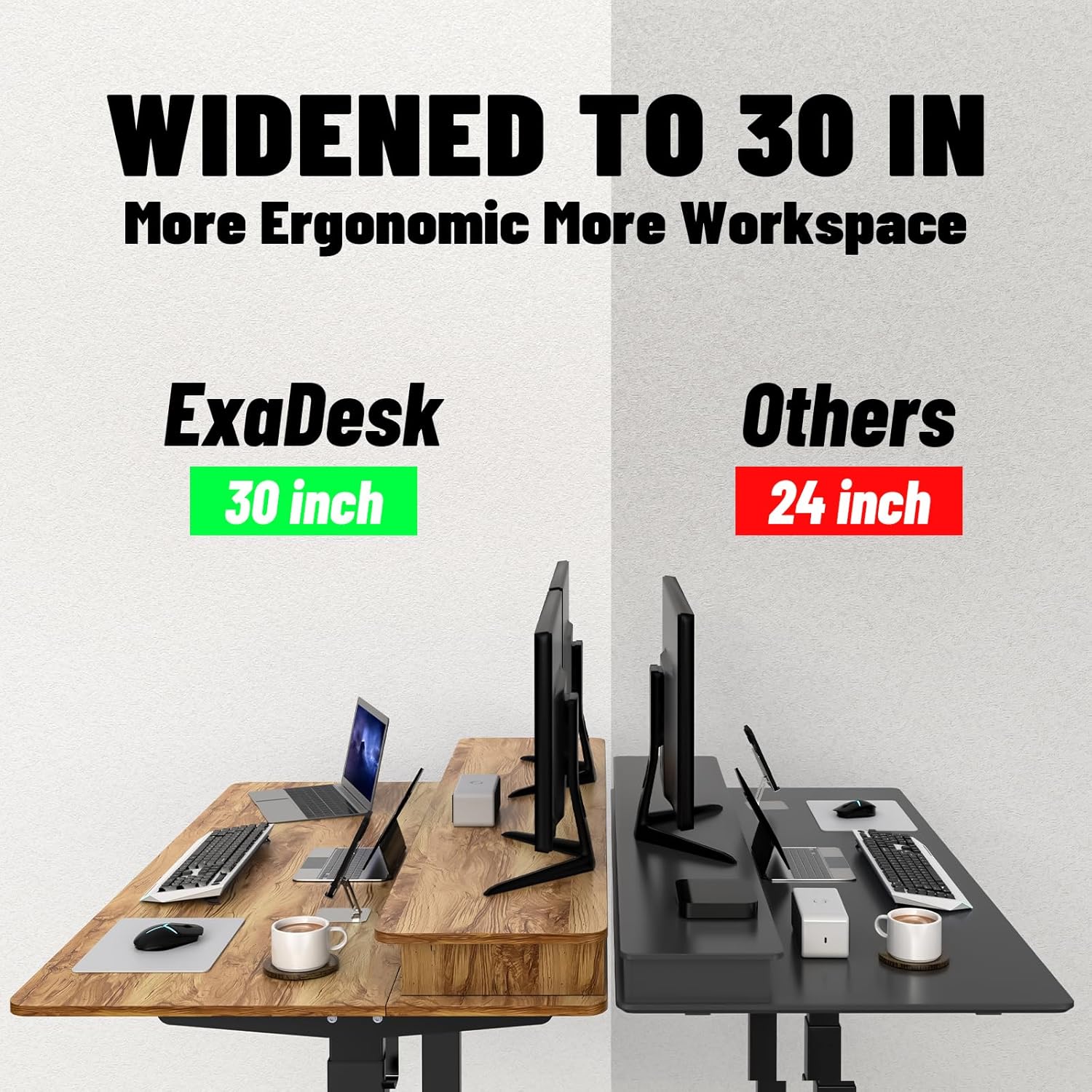 63 * 30 Inches Electric Standing Desk Adjustable Height with 4 Drawers, Double Storage Shelves, Home Office Workstation Sit Stand up Desk (Light Rustic Brown)