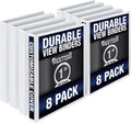 Samsill Durable 1 Inch Binder, Made in the USA, Round Ring Customizable Clear View Binder, White, 8 Pack (S88437)