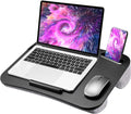 HUANUO Laptop Lap Desk, Fits up to 15.6-Inch Laptops and Tablets, Portable Lap Desk with Cushion, Phone Holder and Storage Bag, Black Lapdesk for Home Office or Dormitory