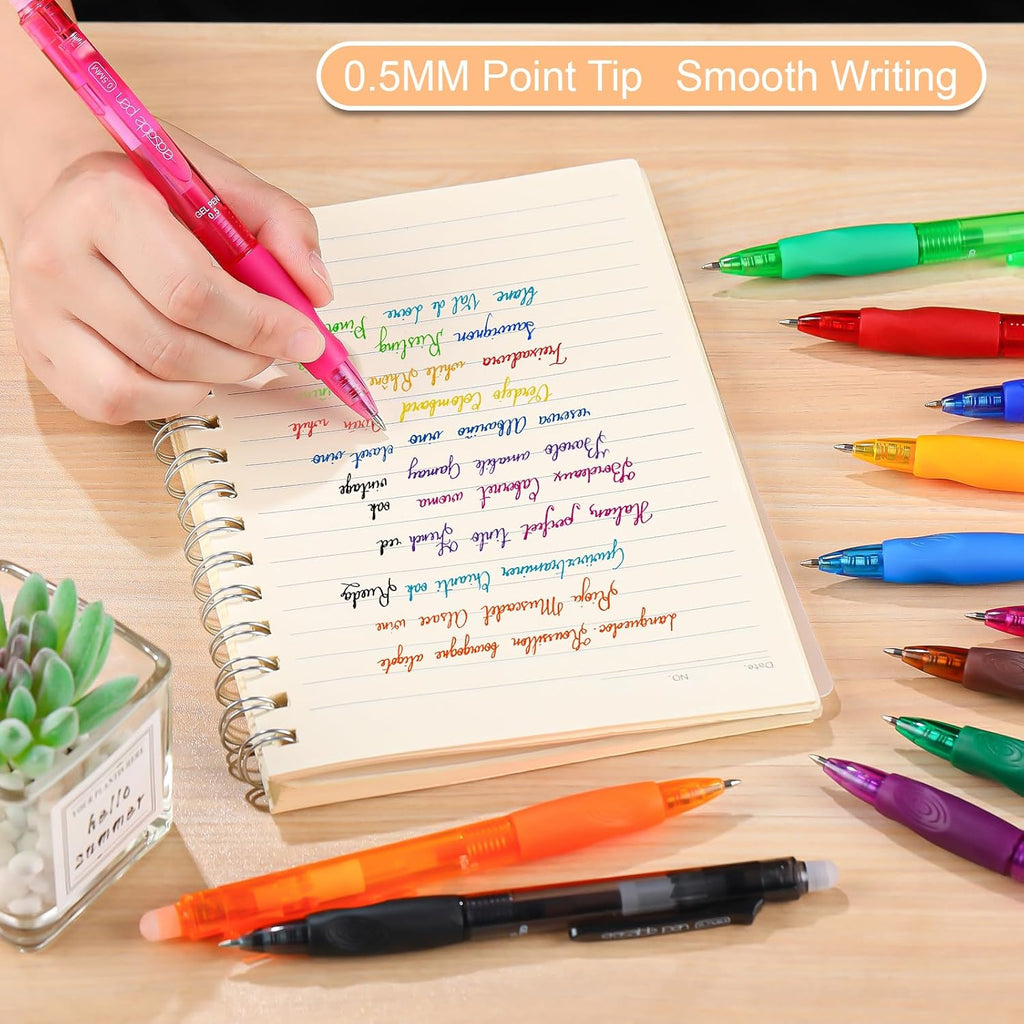 USUAL Erasable Gel Pens Erasable Colored Pens Fine Point 0.5mm Erasable Pens Make Mistakes Disappear Retractable Erasable Gel Pens for Drawing Writing School Office Supplie (Black&Blue)