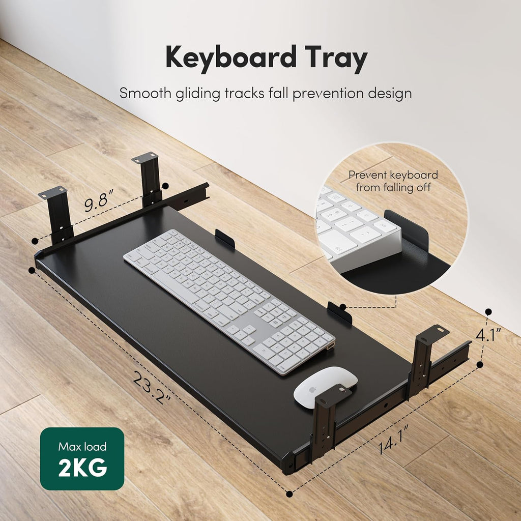 FEZIBO Standing Desk with Keyboard Tray, 60 x 24 Inch Adjustable Height Sit Stand Desk with Memory Presets for Home Office, Ergonomic Computer Workstation, Black