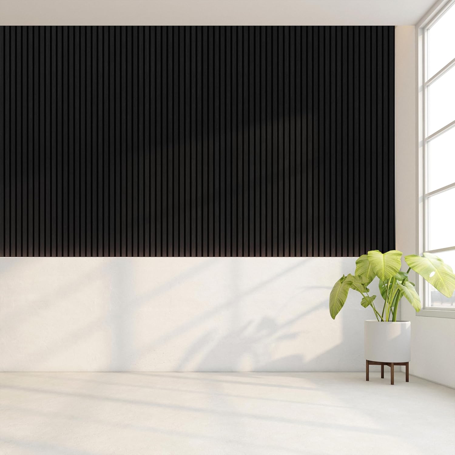 2-Pack Acoustic Wall Panels - Wood Slat Wall Decor - Soundproof Panels