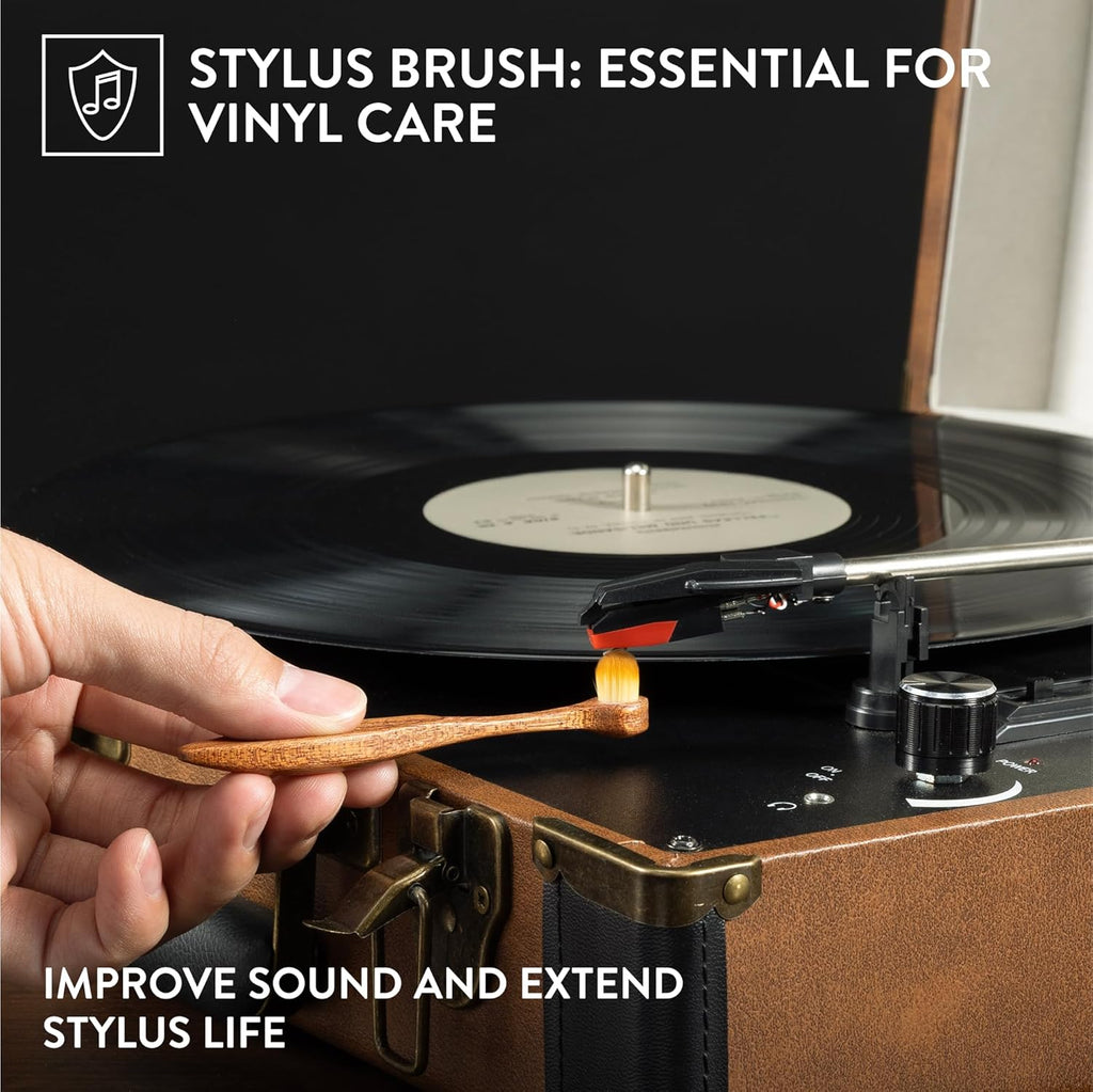 Big Fudge Vinyl Record Cleaning Kit - Collector's Edition - 100% Sapele Wood Vinyl Accessories - Velvet Vinyl Record Cleaner, Anti-Static Vinyl Brush, Stylus Brush and Vinyl Cleaner Solution w/Case