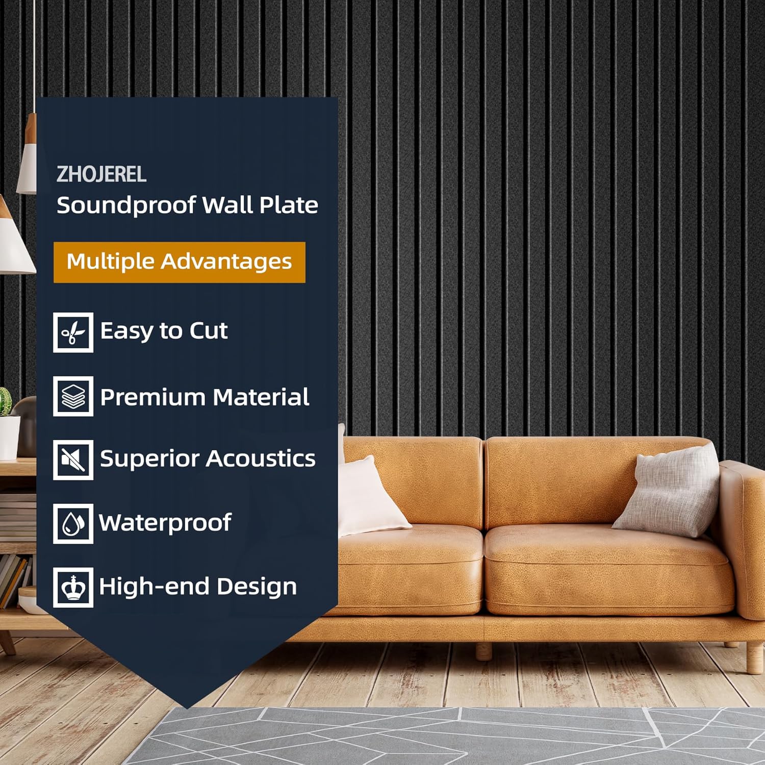 5 Pack Sound Proof Foam Panels for Walls 47.2"x23.6" Large Acoustic Panels Sound Absorbing, Self-Adhesive Soundproof Wall Panels for Home Studio, Office, Recording, Black Black