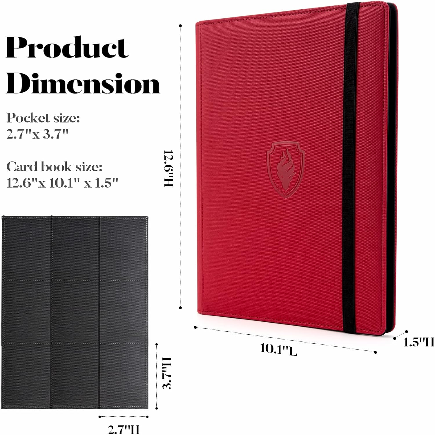 Trading Card Binder 9 Pocket, Fabmaker PU Cover Card Collection Binder for 360 Cards, Premium Card Book, Sturdy Card Holder Folders, Card Album for YuGiOh, MTG, TCG, Game Cards & Sports Cards, Red