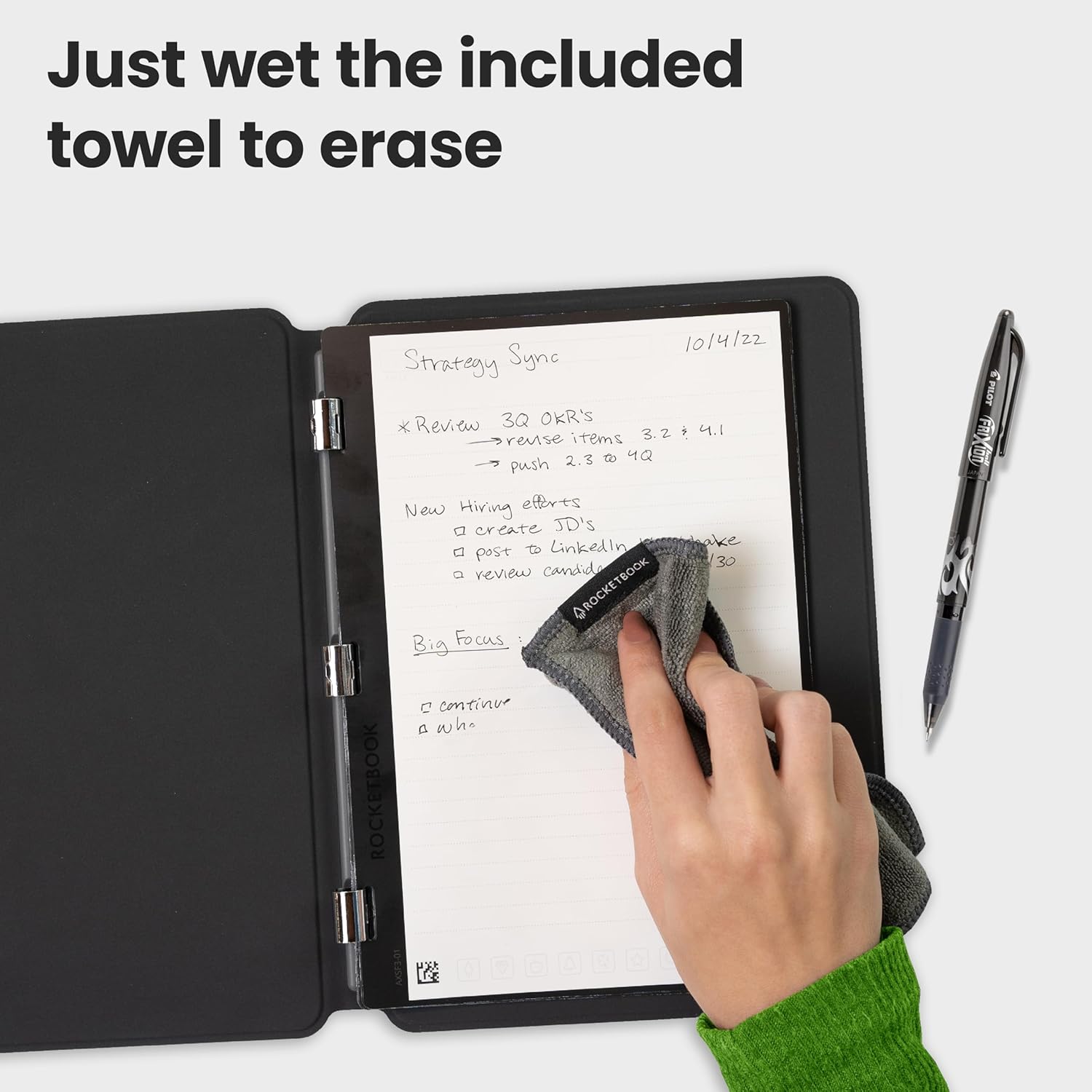 Rocketbook Pro 2.0 Reusable Professional Smart Notebook, Executive Size 7x9, Black - Lined & Dot Grid Pages, App-Connected, Erasable, Premium Cover, Ideal for Work Notes and Business Meetings