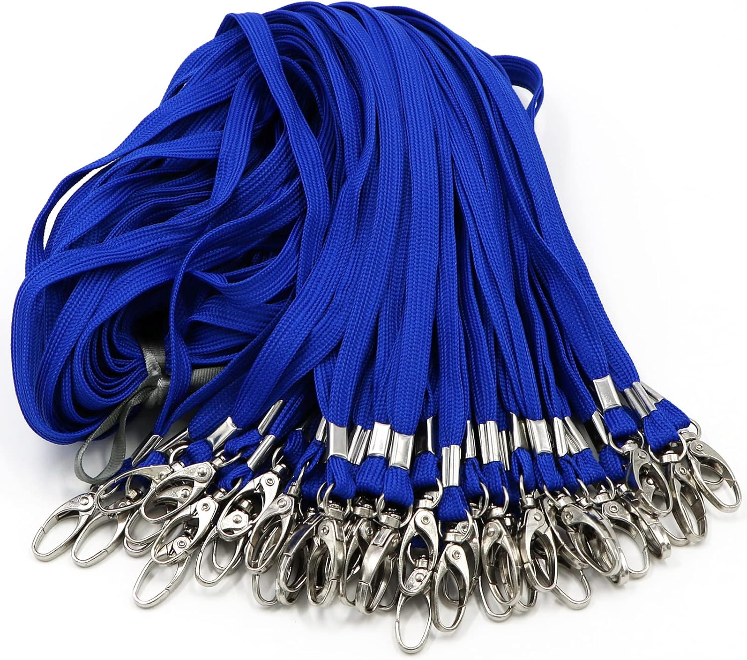 100 Pack Lanyards Bulk Blue Lanyard for Office Id Badges Flat Lanyard with Badge Clip Swivel Hook (100 Pack, Blue)