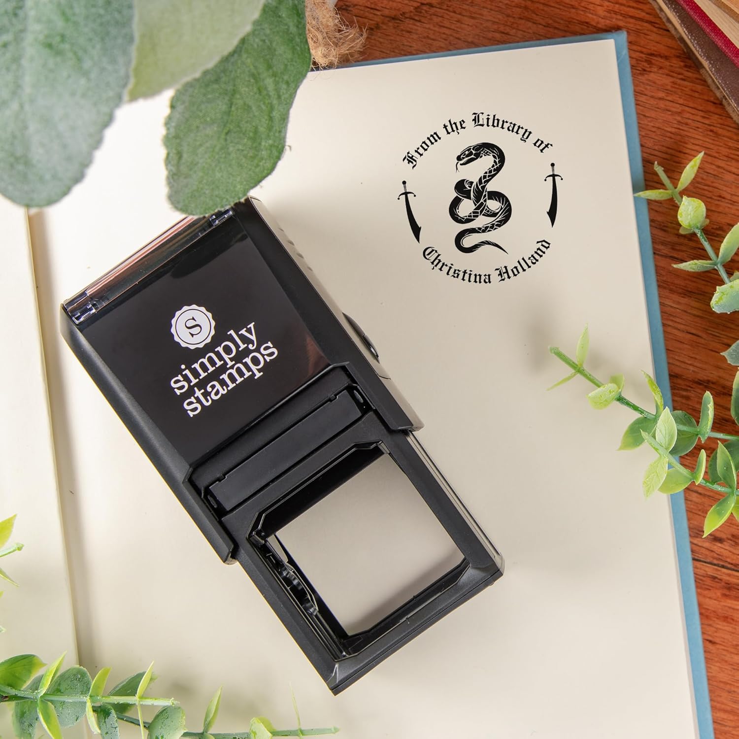 from The Library of Embossers & Stamps for Fantasy Book Readers | Custom Embosser | Custom Stamp | Ex Libris | Elevate Your Fantasy Collection of Stories and Novels (Design 11, Self-Inking Stamp)