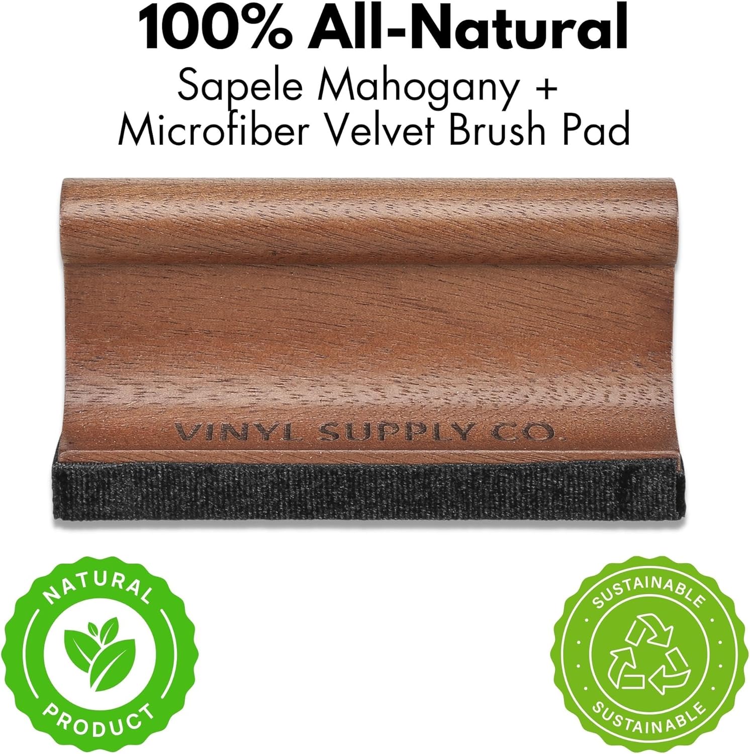 Velvet Brush Pad by Vinyl Supply Co. - 100% All-Natural Wood Vinyl Care Kit - Goat Hair Vinyl Record Brush, Velvet Brush Pad, & Stylus Brush Cleaner (Velvet Brush Pad)