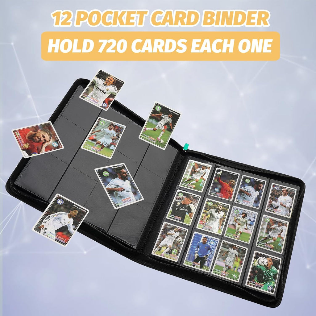 Trading Card Binder 12 Pocket, GERMUN PU Cover Card Binder for 720 Cards, Premium Trading Card Holder Folders, Double Sided Pocket Card Album for MTG, TCG (Lake Blue)