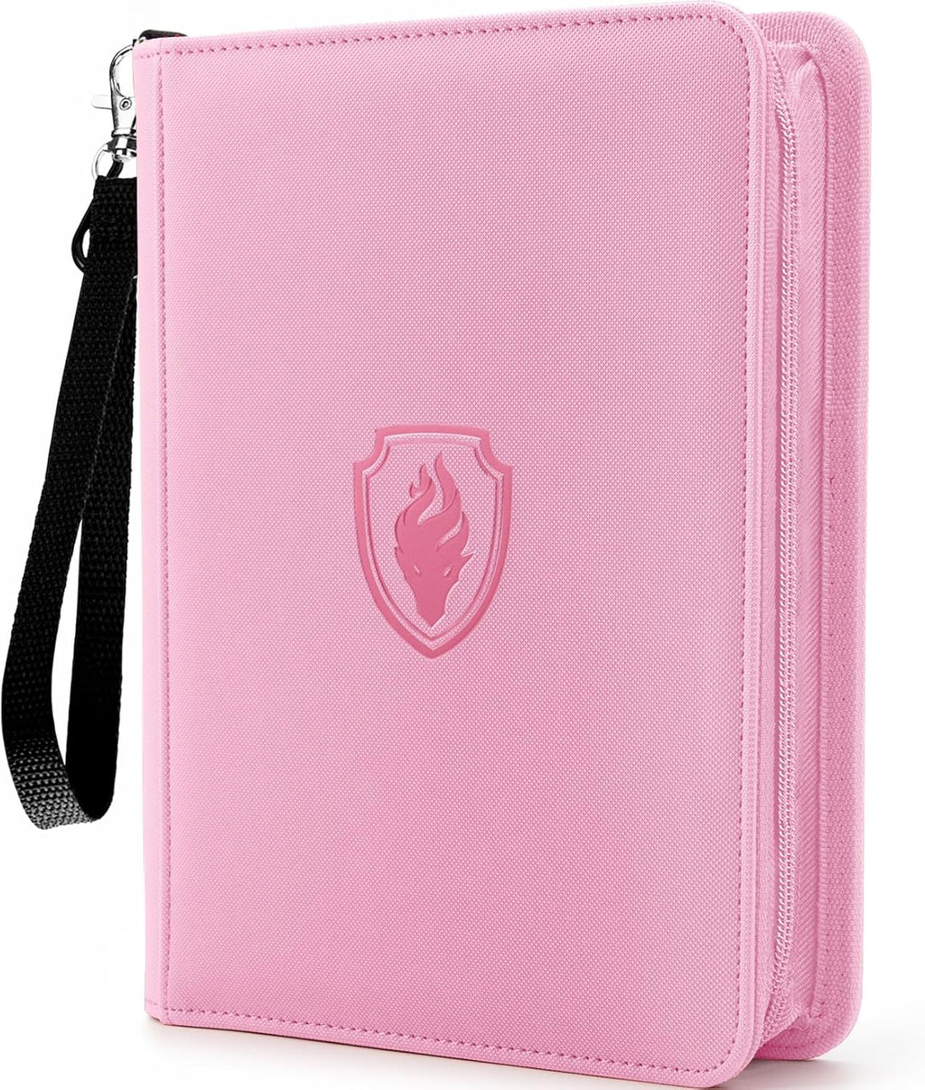 Premium 4 Pocket Zip Card Binder, Trading Card Binder for 320 Cards, Portable PU Card Collection Binder, Collector Card Album Folder for MTG, TCG, Sports Cards, Game Cards (Pink)