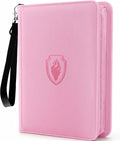 Premium 4 Pocket Zip Card Binder, Trading Card Binder for 320 Cards, Portable PU Card Collection Binder, Collector Card Album Folder for MTG, TCG, Sports Cards, Game Cards (Pink)