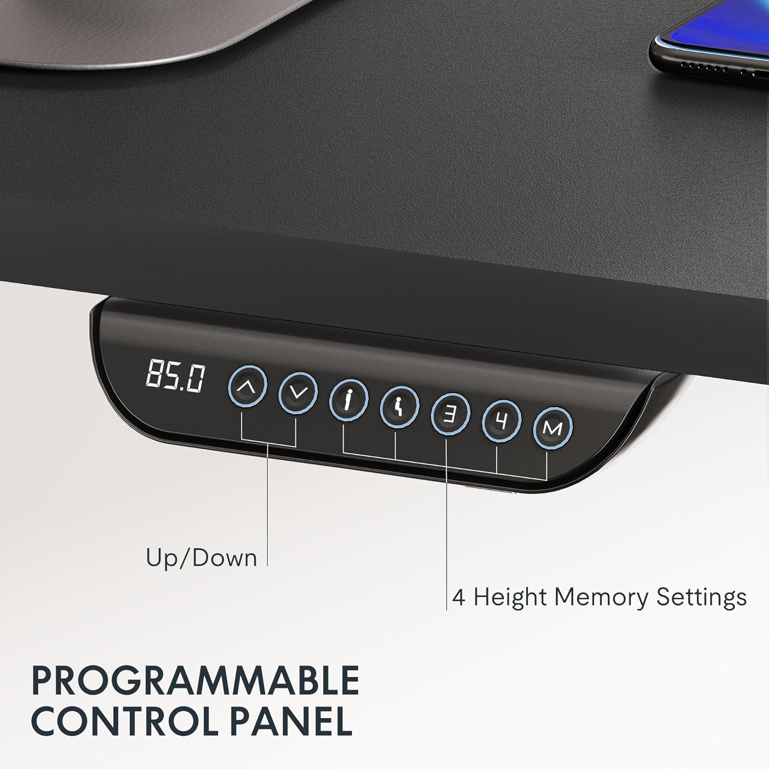 FLEXISPOT E6 MAX Dual Motor 3 Stages Standing Desk 60x24 Inch Whole-Piece Board Electric Height Adjustable Stand Up Desk 150KG Load Capacity(Black Frame + Black Desktop)