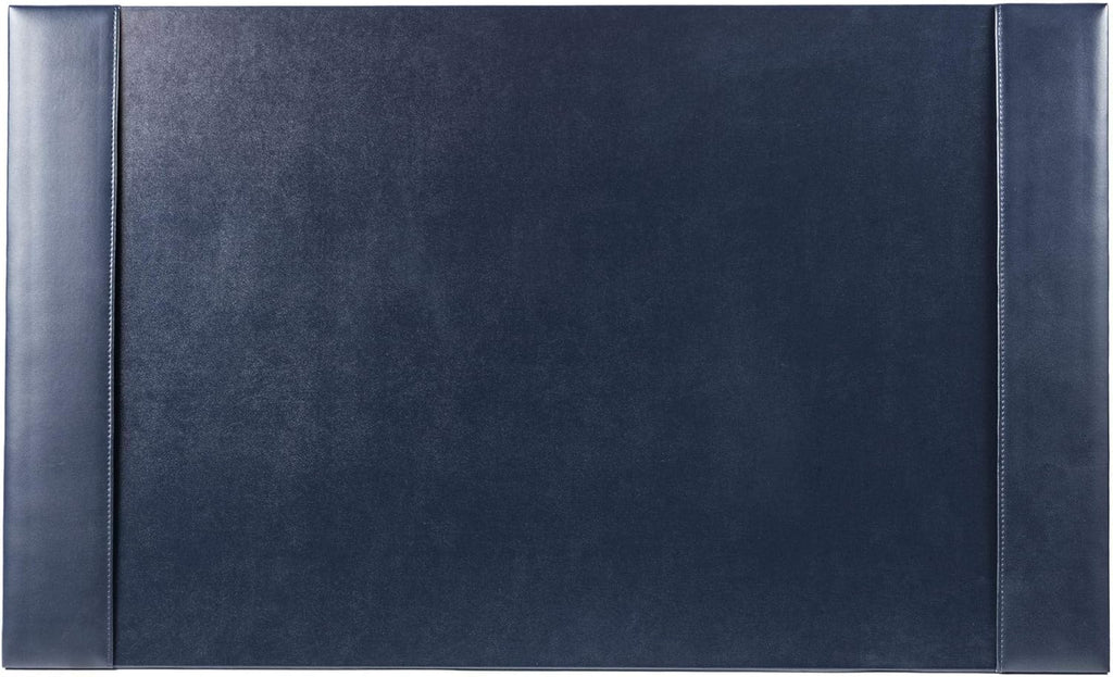 DACASSO Bonded Leather Desk Pad with Side Rails - Luxury Leather Desk Blotter for Writing (30 x 18, Navy Blue)