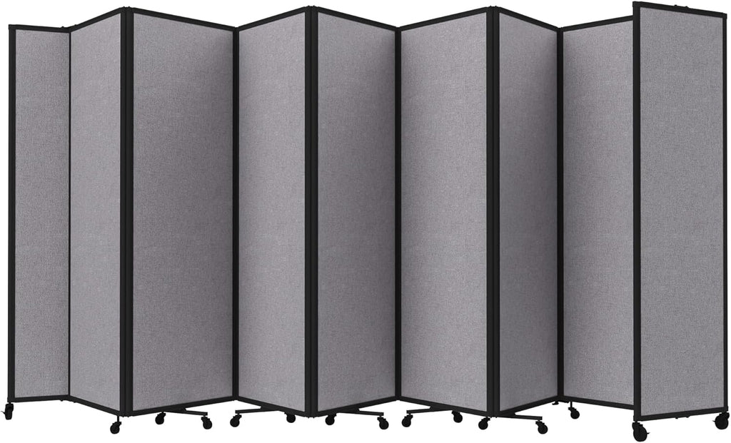 Versare Room Divider 360 Portable Wall Partition | Folding Panels | Large Freestanding Divider | Locking Wheels | Temporary Room Separator