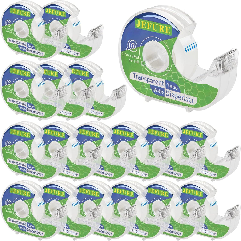 18 Pcs Transparent Tape with Dispenser, 0.7 x 1000 in Clear Tape Rolls Bulk, Office Tape Refills for Desk, Craft, and Gift Wrapping