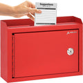 Adir Suggestion Box with Lock and Slot, Wall Mount Deposit Box for Payment and Checks, Office Mail Box for Employees, Money Drop Box with Keys, Drop Safe Box - 9.75x7x3 Inch Red