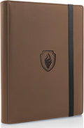 Premium Card Binder with 9 Pockets, Sturdy Fabmaker Trading Card Albums for 360 Cards, Brown PU Cover Album Holders for YuGiOh, MTG, TCG, Sports Cards