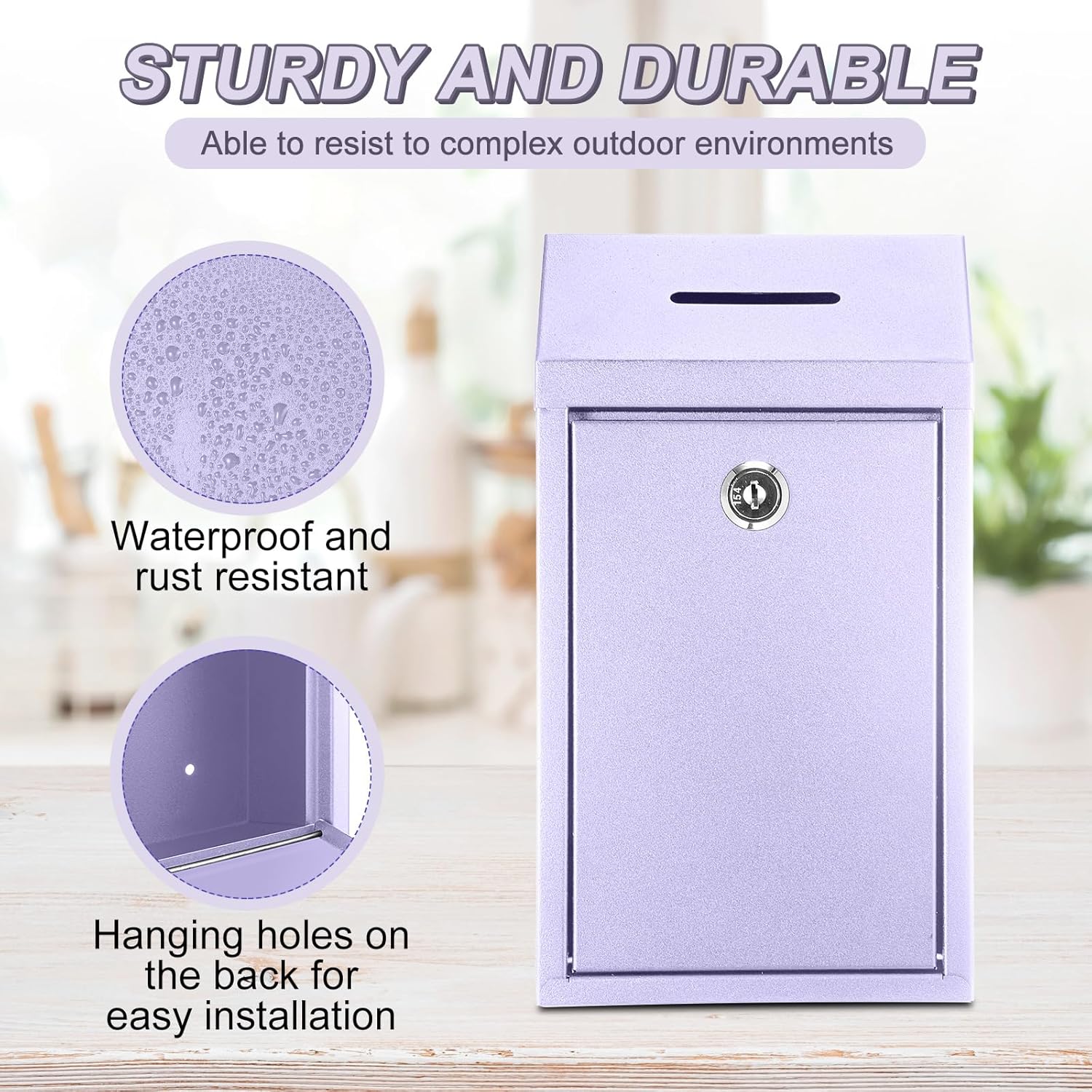 Metal Donation Cash Box Collection Safe Suggestion Box with Lock Wall Mounted Mailbox Delivery Ballot Container for Home Office Outdoor Door