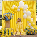 Yellow Backdrop Curtains 4 Panels 5ft x 10ft Lemon Yellow Curtain for Drapes Polyester Wrinkle Free Backdrop Birthday Party Baby Shower Decorations