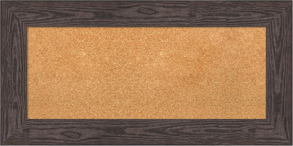 Amanti Art Natural Cork Board for Wall, 18x36 Vision Board with Black Wood Frame, Medium Corkboard Office Decor for Home Organization, Country Rustic Corkboard Pinboard to Display Items for Home