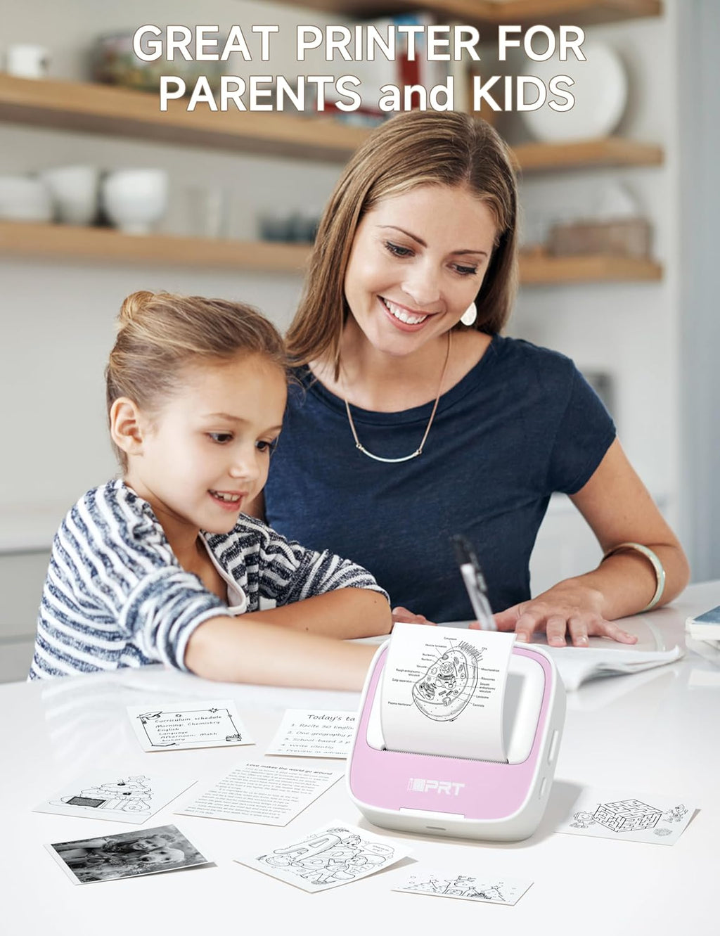 iDPRT Portable Sticker Maker Machine with 1 Roll Sticker Paper, Mini Printer Efficiently and Quickly, Thermal Printer for Study Notes, Pictures, DIY, Label, Free App with Multiple Templates, Pinkcolor