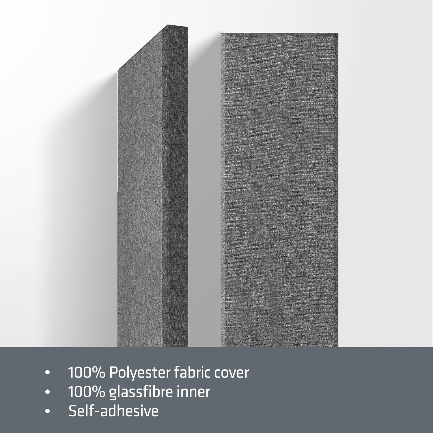 UMIACOUSTICS 2 PCS Fiberglass Acoustic Panels, 48x12x2 Inches Sound Absorbing Panels, Self-adhesive Sound Proof Panels for Studios, Office, Home Theater. (Heather)