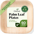 Chic Leaf Compostable & Biodegradable Palm Leaf Disposable Bamboo Plates 4" - Disposable Party Plates for Appetizers - Party Supplies (4'' - 50 Pack)