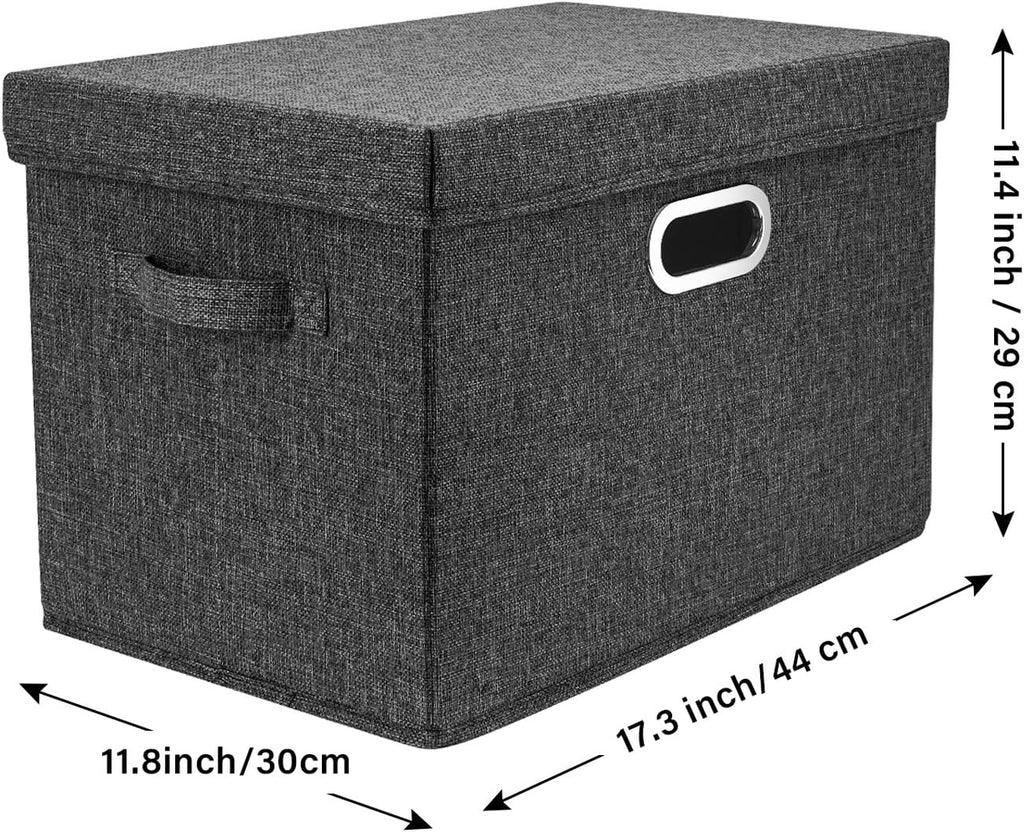 TYEERS Large Collapsible Storage Bins with Lids, Organization Bins for Closet Storage, Clothes Storage, Folding Storage Box with Lids for Home Office Storage - 3 Pack - Black