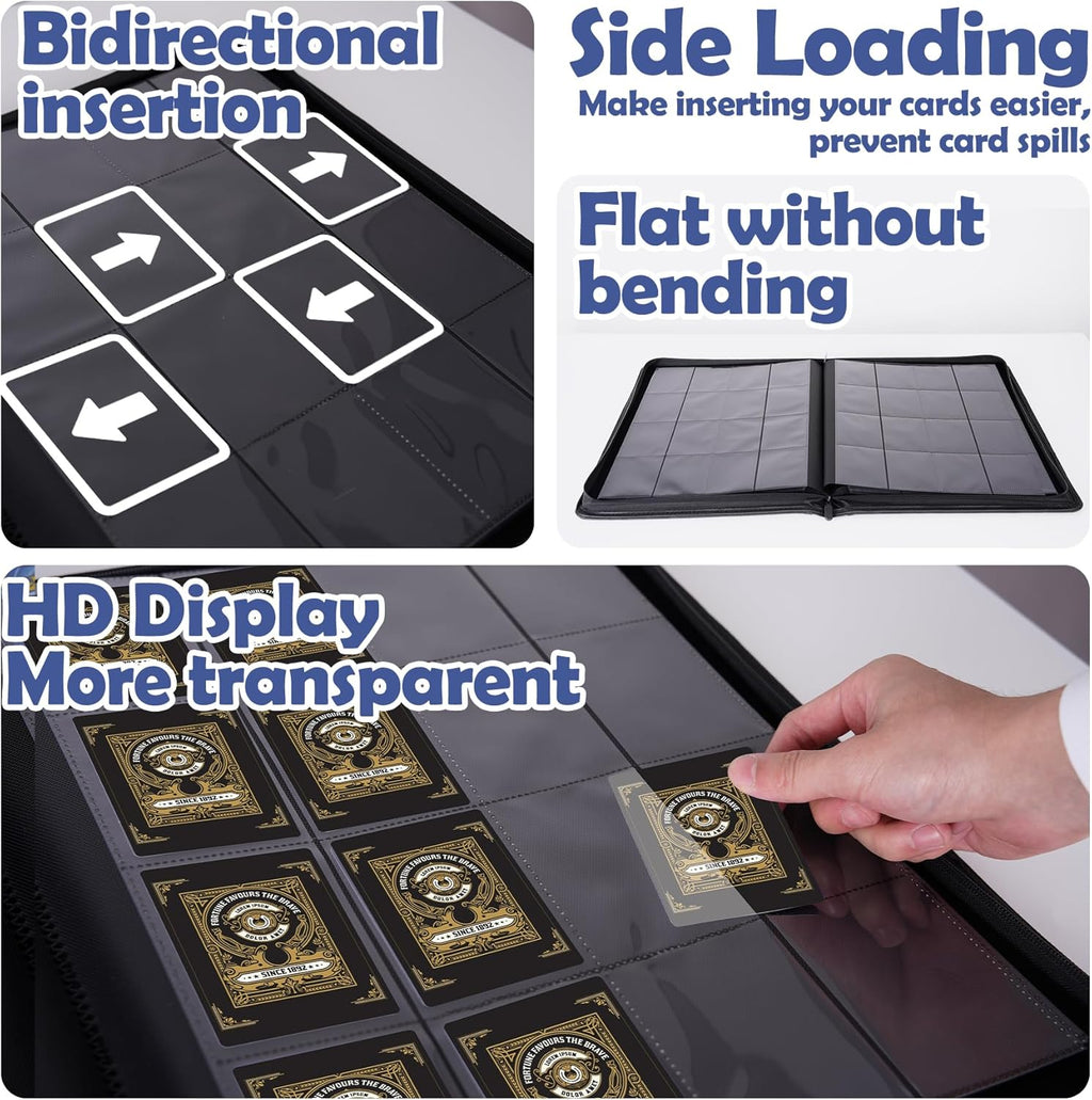 1000+ Pockets Card Binder,16 Pockets Trading Card Binder Ringless Side Loading Trading Card Album Folder for YuGiOh,MTG,TCG,Game Cards,Sports Cards,Business Cards (Dark Blue)