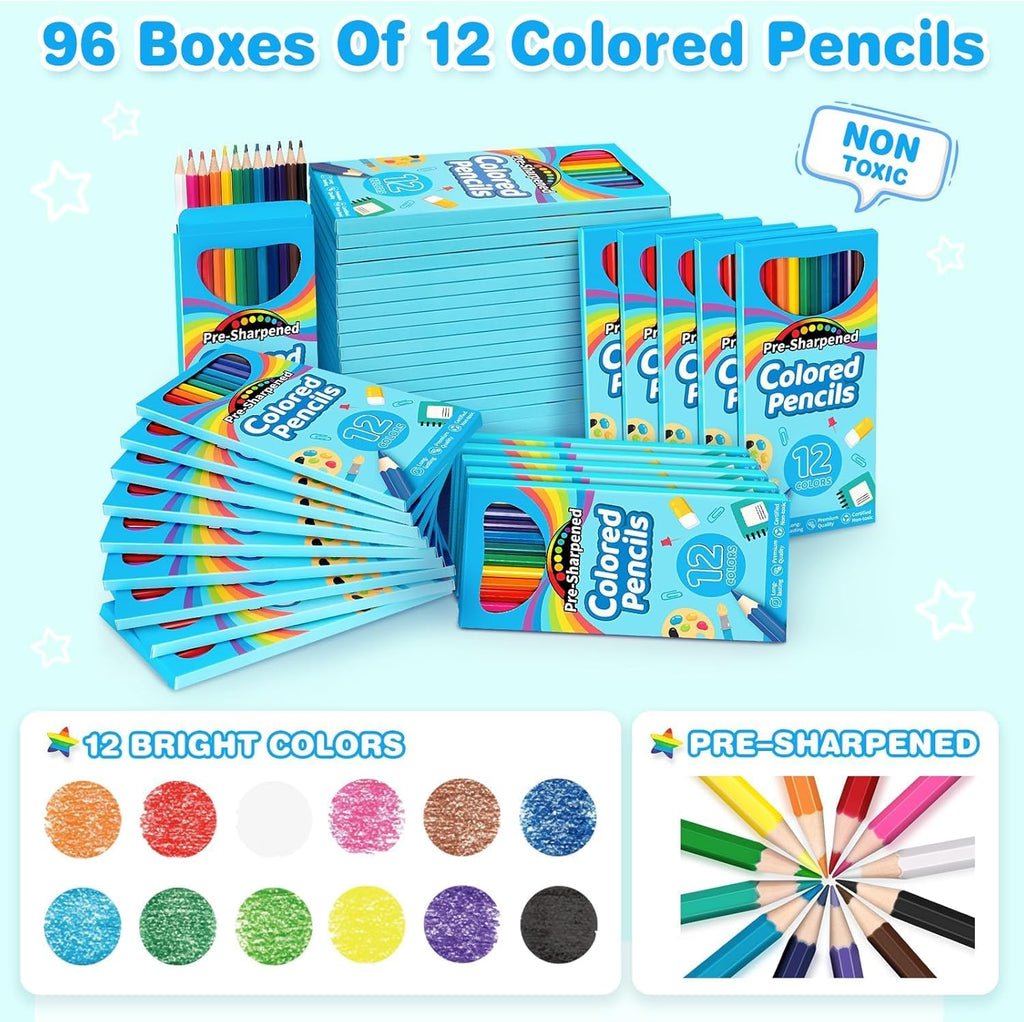Jumlys 864 Count Colored Pencils Bulk, 72 Packs Pre-sharpened Coloring Pencils for Kids in 12 Colors, Bulk School Supplies for Teachers, Ideal Back to School Supplies & Classroom Prizes