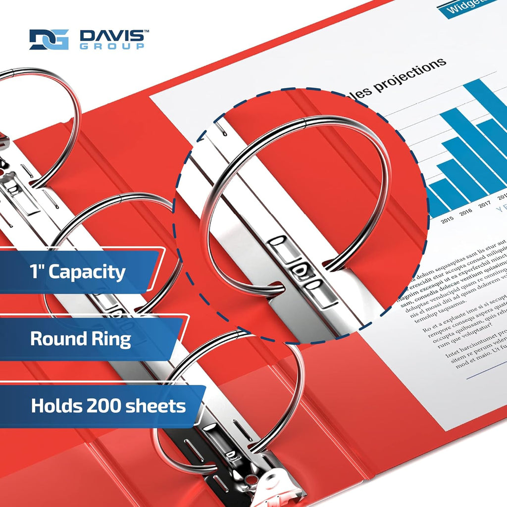 Premium Economy 6-Pack 3-Ring Binders for School or Office, Round-Ring Binders, 1 Inch, Red