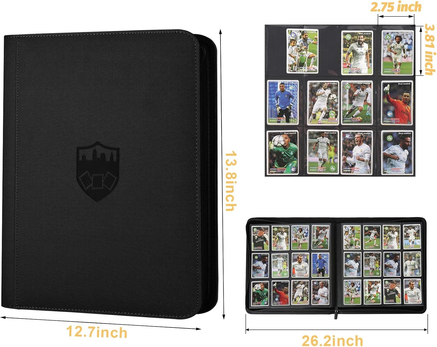 Trading Card Binder 12 Pocket, GERMUN PU Cover Card Binder for 720 Cards, Premium Trading Card Holder Folders, Double Sided Pocket Card Album for MTG, TCG (Black)