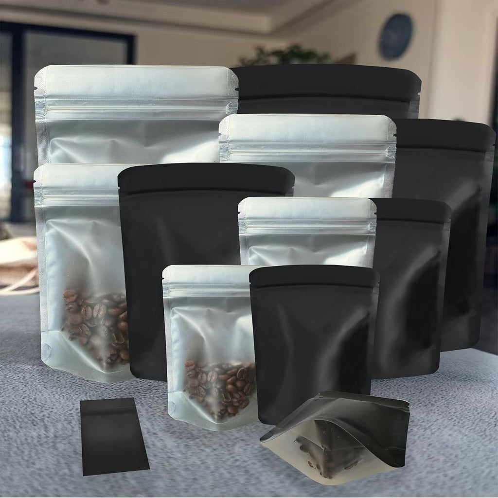 100 Pack Mylar Bags, 5 x 8 inchs Premium Smell Proof Bags with Double-sided matte design ，Resealable Food Storage Aluminum Foil Stand-up Packaging Bags. (14 Grams or 1/2 Onces)