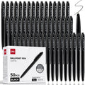 deli Pens Bulk, 50 Pack Retractable Ballpoint Pens, 1.0MM Black Ink,Smooth Writing, No Bleed, Comfortable Grip for Home,Office & School Use