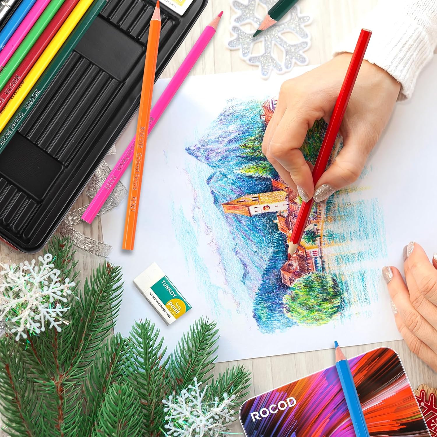 12-Color Colored Pencils Professional Coloring Pencils for Kids and Adults Art Color Drawing Pencil Set