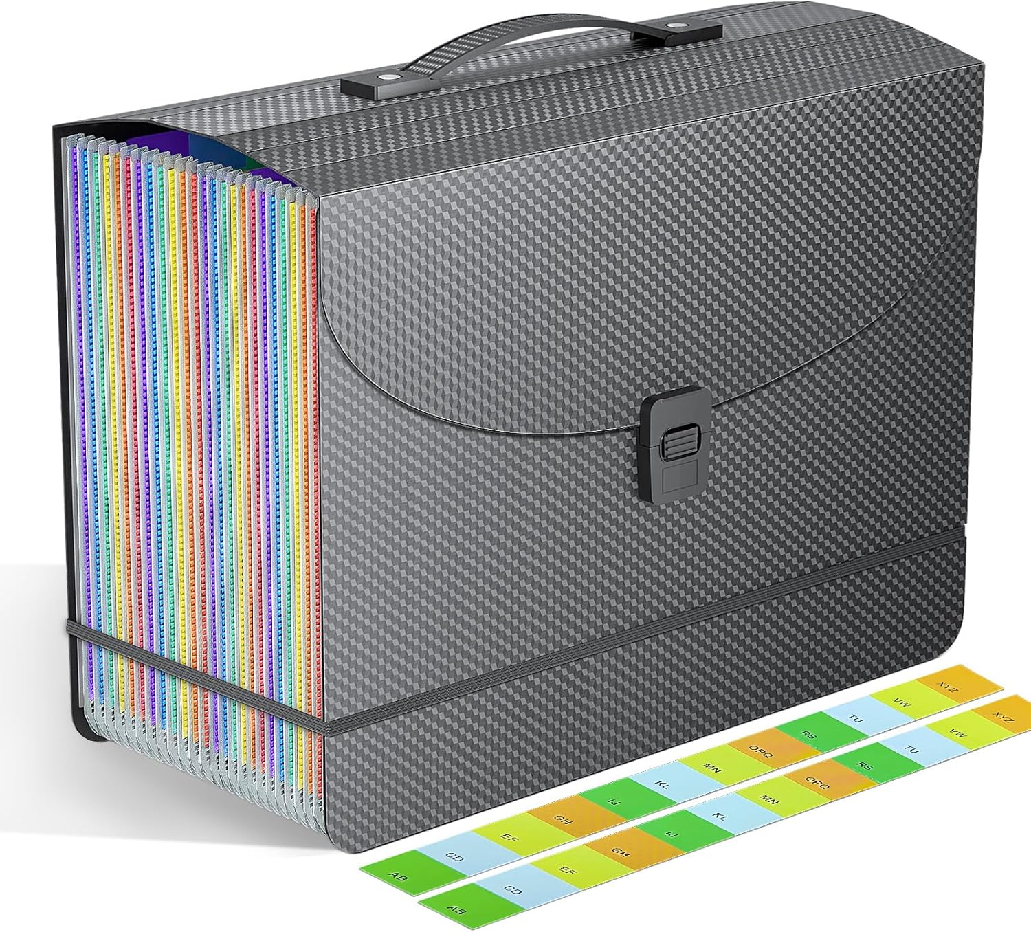 25 Pockets Expanding File Folders,Portable Accordian File Organizer,Expandable File Folder,Bill,Paper,Document Organizer,Plastic Accordion Filing Box,Colored Tabs,A4/Letter Size Diamond
