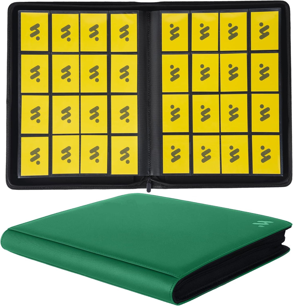 Premium 1000+ Pockets Card Binder,16 Pockets Trading Card Binder Ringless Side Loading Trading Card Album Folder for TCG -Dark Green
