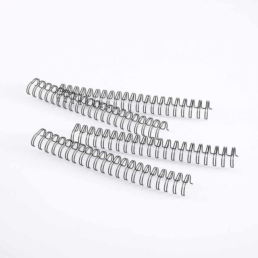 BNC Double Loop Wire Binding Rings Letter Size 3:1 Loops 32 Holes Black Color Pack of 100 (1/2 Inches)
