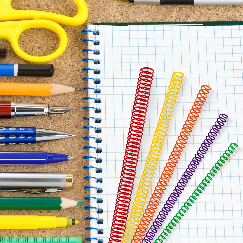 Leinuosen 120 Pack Plastic Spiral Binding Coils Kit Spirals Multi Size Coils for Binding Binder Combs Spines(1/4 5/16 3/8 1/2 5/8 3/4 Inch,Multicolor)