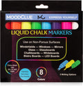 Liquid Chalk Drawing Markers for Car Windows, Auto Windshields, Mirrors, White Boards, Retail + Restaurant Signs. Erasable Chalk Markers – Washable – Bold - Neon 8pck. 10mm tip - 3 writing options.